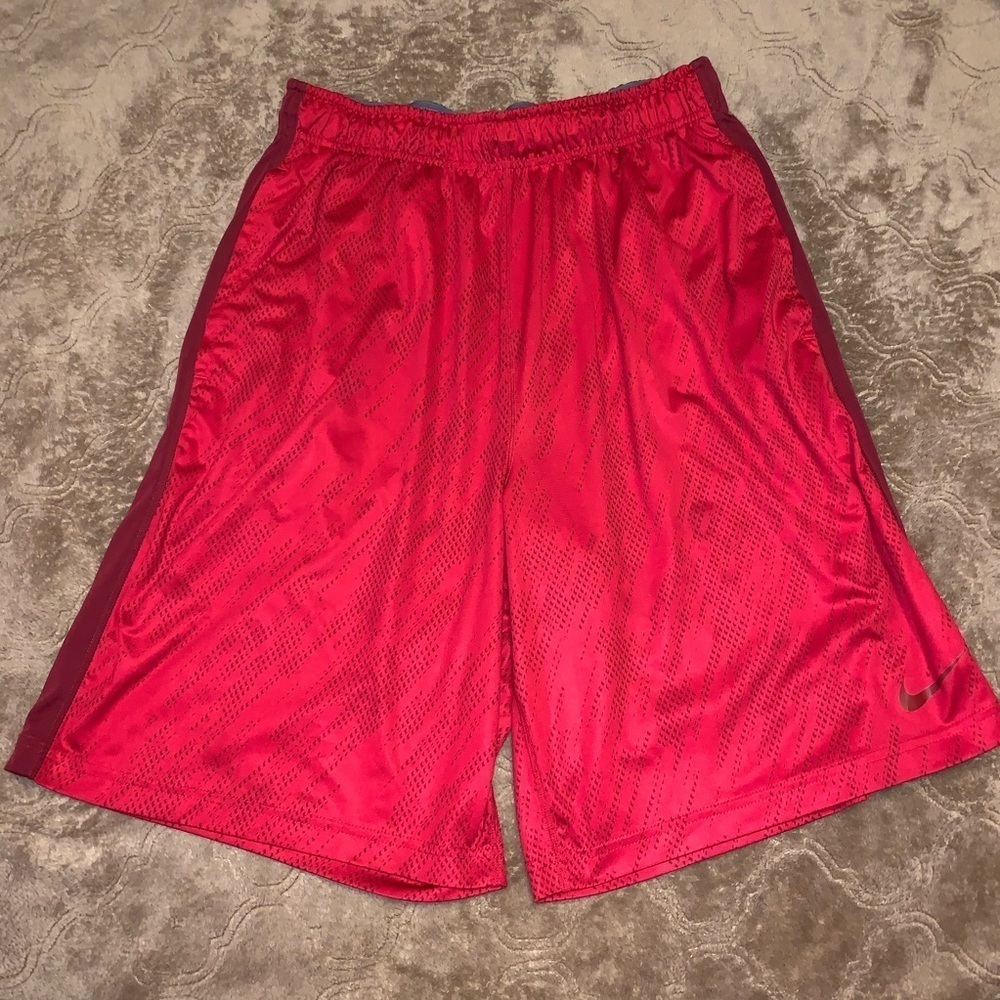 Nike Dri Fit red athletic shorts, size Large